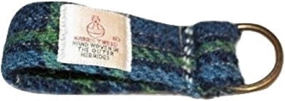 Harris Tweed Key Ring - St Andrews Blue Plaid, Hand Made in Scotland - Free UK DELIVERY
