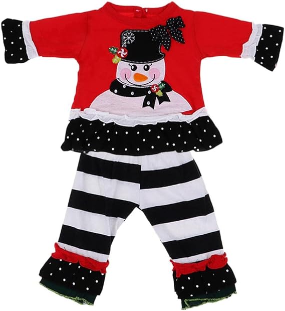 BESSTUUP Cartoon TShirt & Striped Trousers for Reborn Dolls Christmas