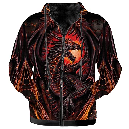 ximem Men's Women's Dragon Winter Jacket Coat Zip up Hoodies2
