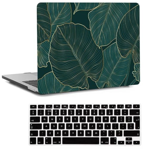 Funda MacBook Air 15 M3 A3114 protector para oficina y cafetería hojas oro
