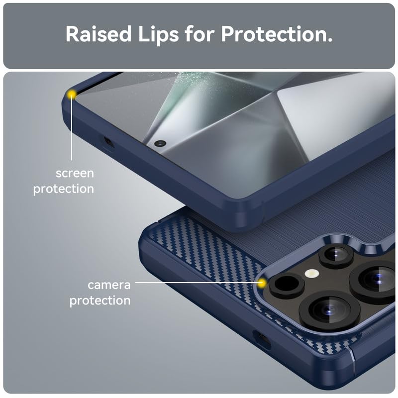 Image of Hybrid Carbon Fiber Back Case for Samsung Galaxy S25 Ultra (Blue)