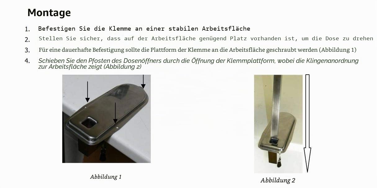 Vogue Tisch-Dosenöffner 530 mm / 20 Zoll, Edelstahl, Dosen bis zu 355 mm / 14 Zoll, Hochleistungs-, ultrascharfe Klinge, Befestigung an der Werkbank, gewerbliche oder Private Nutzung in der Küche