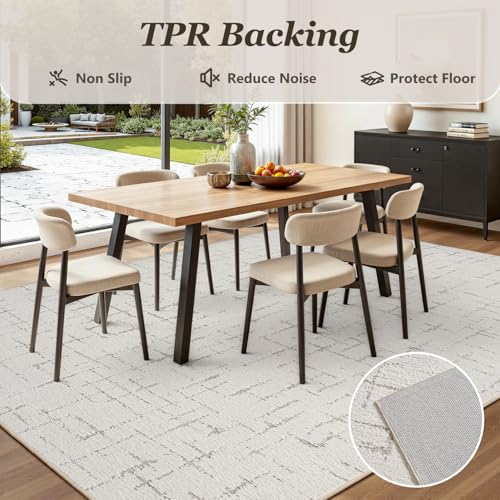Engiw-Beige Neutral 5x7 Area Rug for Living Room Rug-Carpet Bedroom Rugs Textured Tufted J - image 4