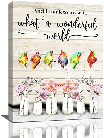 yowecso Watercolor Hummingbird Wall Art Flower Bathroom Pictures Wall Decor Farmhouse Canvas Painting Prints Contemporary Artwork Home Decoration for Bathroom Bedroom Living Room 12"x16"