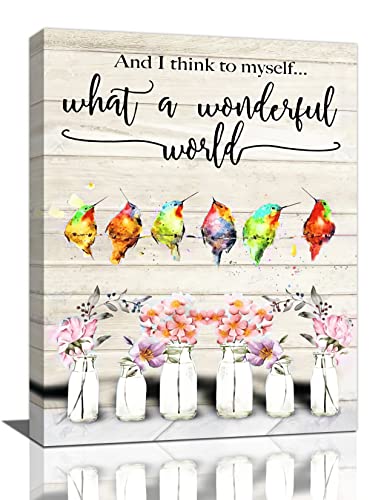 Yowecso Watercolor Hummingbird Wall Art Flower Bathroom Pictures Wall Decor Farmhouse Canvas Painting Prints Contemporary Artwork Home Decoration For Bathroom Bedroom Living Room 12"X16" #TOP3