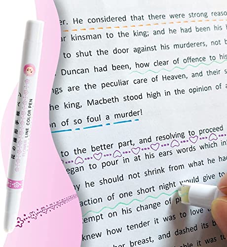 Image of PXBQ Curve Highlighter Pen and Pens No Bleed Mild Soft Chisel Tip Pastel Highlighters Marker Pens for Journaling Note Taking School Stationary Multicolor (6 Pcs Curve Highlighter)
