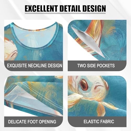 ALAZA Fishes on Blue Pajama Set Short Sleeve Sleepwear Soft Lounge Nightwear4