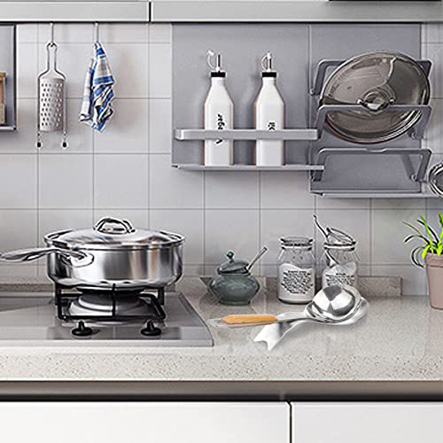 Image of Stainless Steel Spoon Rest, Spatula Ladle Holder, Stainless Steel Utensil Spoon Rest Holder, Brushed Finish, Dishwasher Safe 3.8 x 9.4 Inch (Fish Shape Silver Color 1PC)