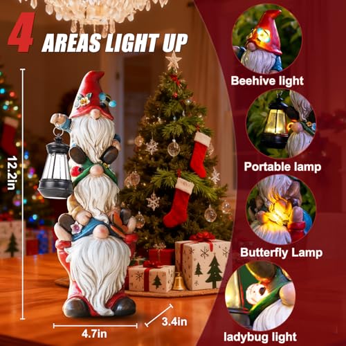 Christmas-Gnome-Statue-with-Solar-Lights-Garden-Sculptures-Funny-Triple-Gnome-Outdoor-Patio-Lawn-Yard-Balcony-Home-Decor-Birthday-Gift-for-Woman-Grandma-12-in-Garden-Gnome