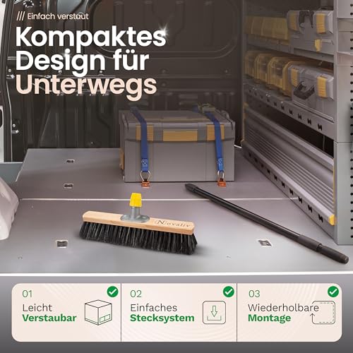 Novaliv 4X Besen Rosshaar Mischung 40 cm I Besen mit Teleskopstiel I Saalbesen weiche Borsten I Kehrbesen Zimmerbesen Kellerbesen – Bild 5