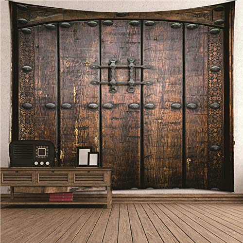 Banemi Wandteppich Psychedelisch, Wandteppich Gross Braun Holztür Polyester Wandbehang Home Decor...