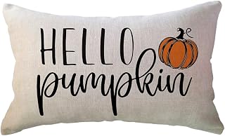 Hello Pumpkin Throw Pillow Covers Autumn Fall Decor Pumpkin Pillow Case Farmhouse Decorative Rectangular/Lumbar Couch Covers 12×20 Inch for Sofa/Couch/Porch