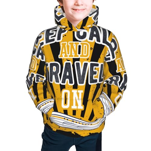Keep Calm and Travel On Kids Pullover Hoodies Boys Sweatshirts Girls Athletic Clothes with Pocket2