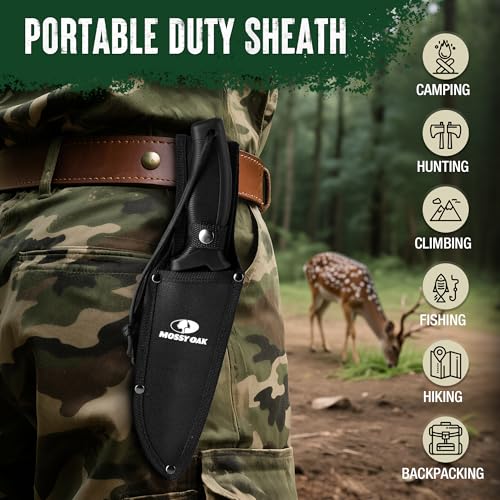 Image of Mossy Oak 11.5'' Machete for Yard Work, Survival Kukri Machete Knife with Sheath, EDC Gear, Ergonomic Anti-Slip Handle, Stainless Steel Machetes for Cutting Trees, Gardening, Bushcraft and Hunting