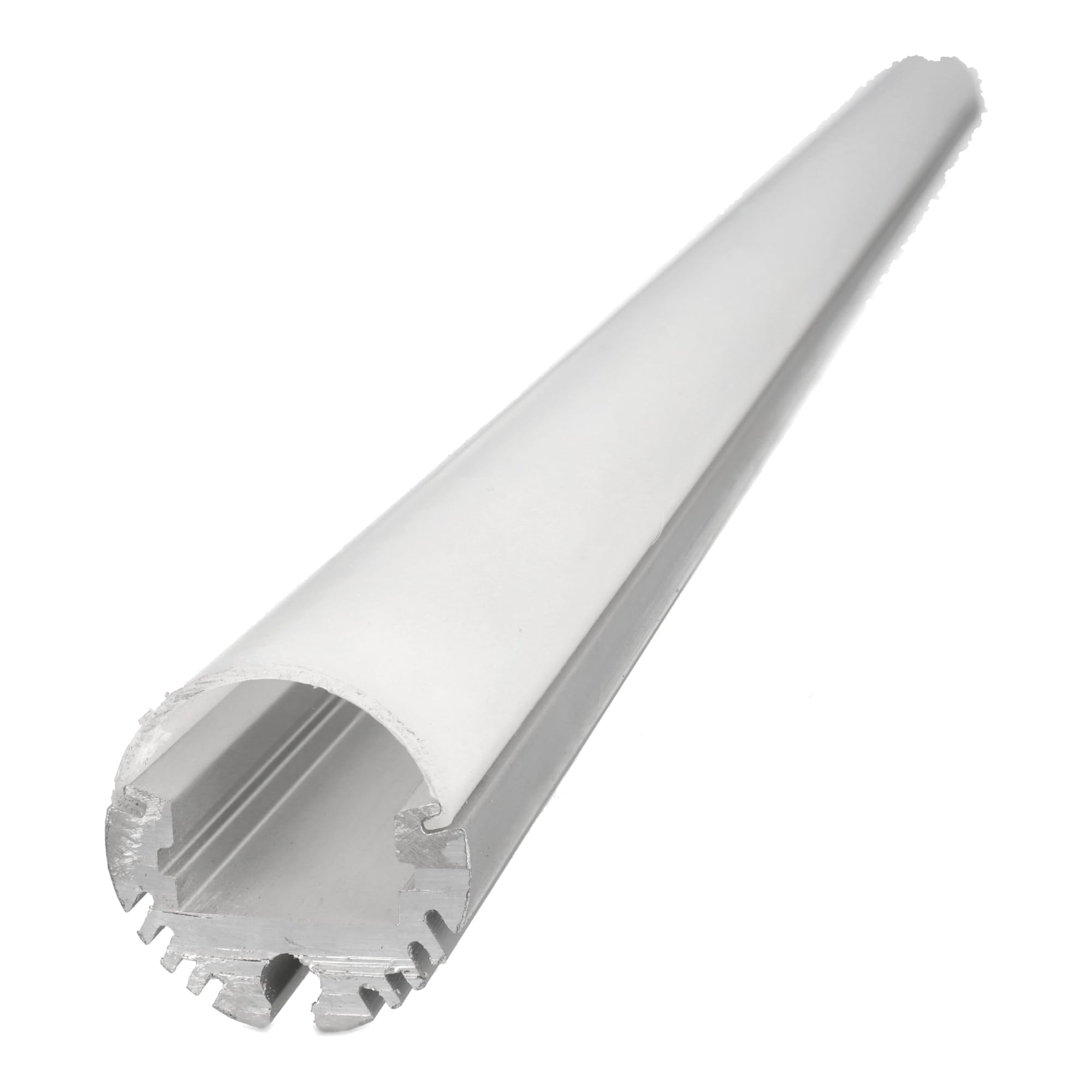 Jandei Confezione da 6 profili 1 metro forma tubolare per strisce LED, posizionamento sospeso o superficie, realizzati in alluminio grigio. Includono diffusore traslucido rotondo e tappi terminali