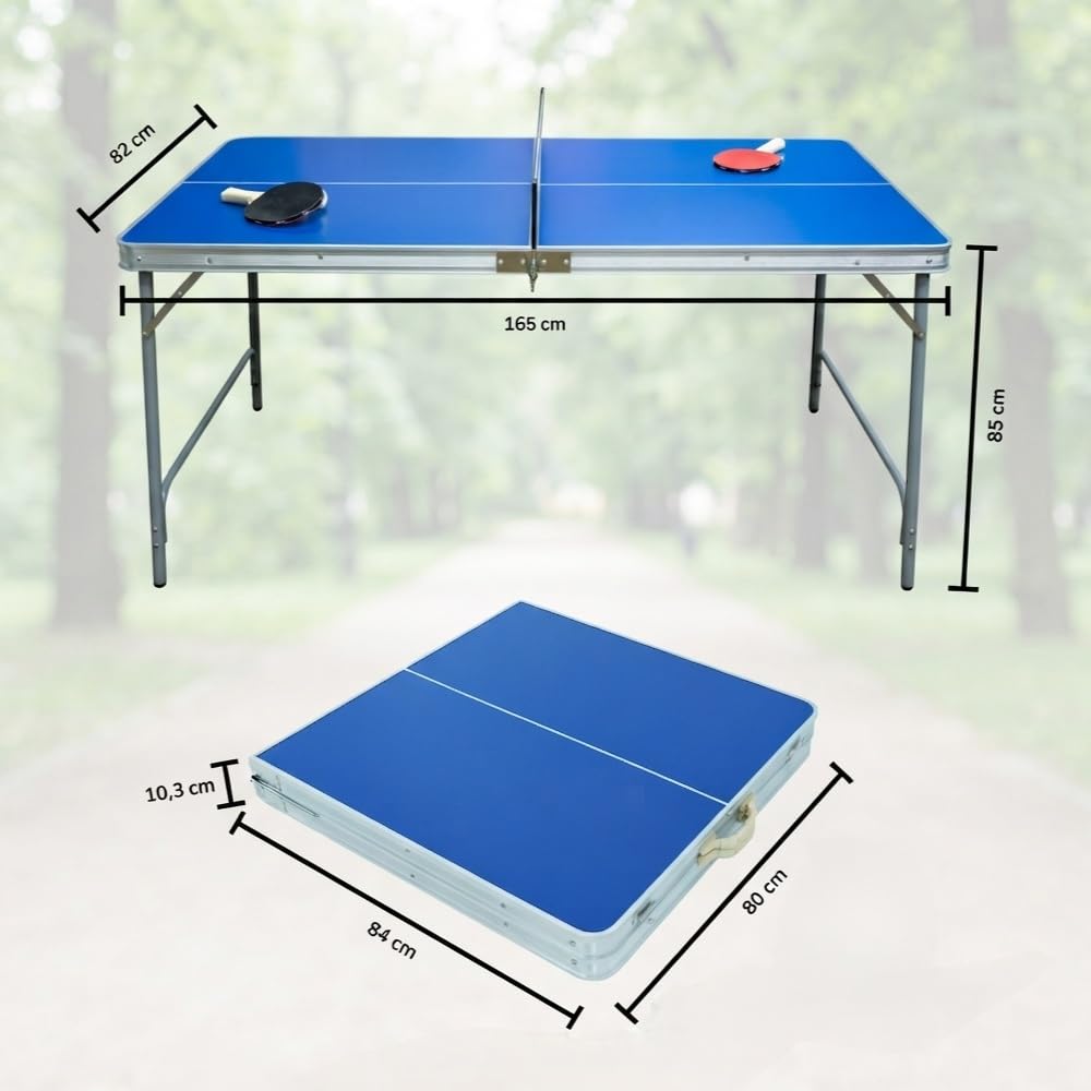 Tischtennistisch klappbar Fabula für Kinder und Jugendliche, Indoor & Outdoor Tischtennistisch midi groß 165x84x72, FASports Tischtennisplatte faltbar mit Netz, Schläger, Ball