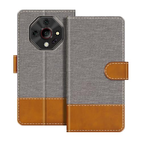 UOGNADGD ���U�[�t���b�v�E�H���b�g�P�[�X Ulefone Armor X16 Pro �Ƃ̌݊������� �J�[�h�z���_�[�t�� �d�b�J�o�[ RFID�u���b�N �}�O�l�b�g�N���[�W���[���L�b�N�X�^���h (�O���[)