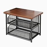Space-Saving Kitchen Countertop nizer with Drawer & Wire Basket - Stylish Brown & Black Double Layer Storage Solution for Home Office & Kitchen
