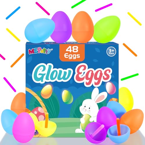 MGparty Glow in The Dark Easter Eggs, 48 Plastic Eggs with 96 Min...