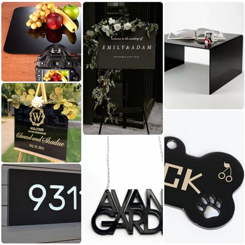 Image of 4 Pcs 12 inch x 12 inch Black Acrylic Sheets 1 /8 inch inch Thick (3mm), Black Square Plexiglass Sheets with Protective Paper for Signs DIY Display Projects, Craft, Photo Frames, Home Decor, white