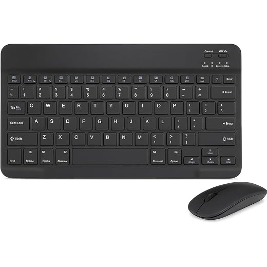 Kit Teclado e Mouse Bluetooth Ultrafino Sem Fio, Portátil e Recarregável E Compatível com Tablets Android, Celular, Smartphone, iPhone, iPad mini Premium