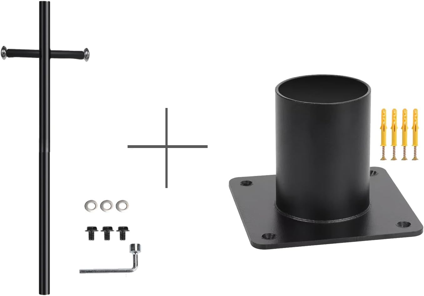80 Inch Outdoor Lamp Post with Cast Iron Cross Arm and Heavy Duty 3" Pier Mount Adapter for Surface Mount Posts