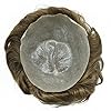 Mens Toupee Human Hair System 0.04mm-0.06mm Ultra Thin Skin Mens Hairpiece All V-looped Toupee for Men FACE MIRACLE 8 * 10#710 7# VERY LIGHT BROWN+10% GREY-100% light to medium density #3