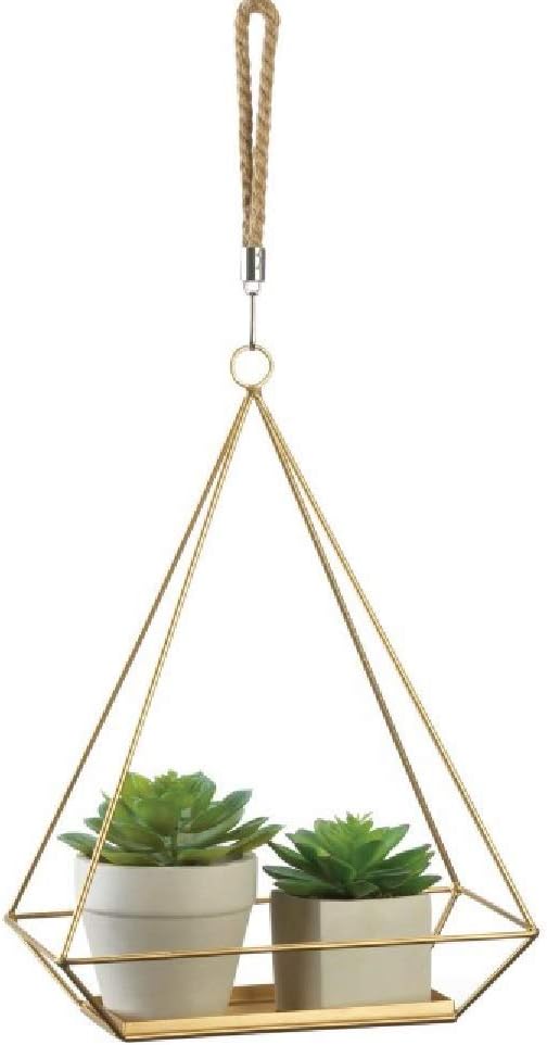 10018888 Hanging Plant Holder with Rectangle Base, White