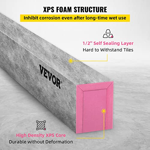 Image of VEVOR Shower Curb, 60'' x 4'' x 6'', Cuttable Waterproof XPS Foam Curb, Covering with PE Waterproof Membrane, Ready-to-tile with Thin-set Mortar, Perfect for Bathroom Decoration