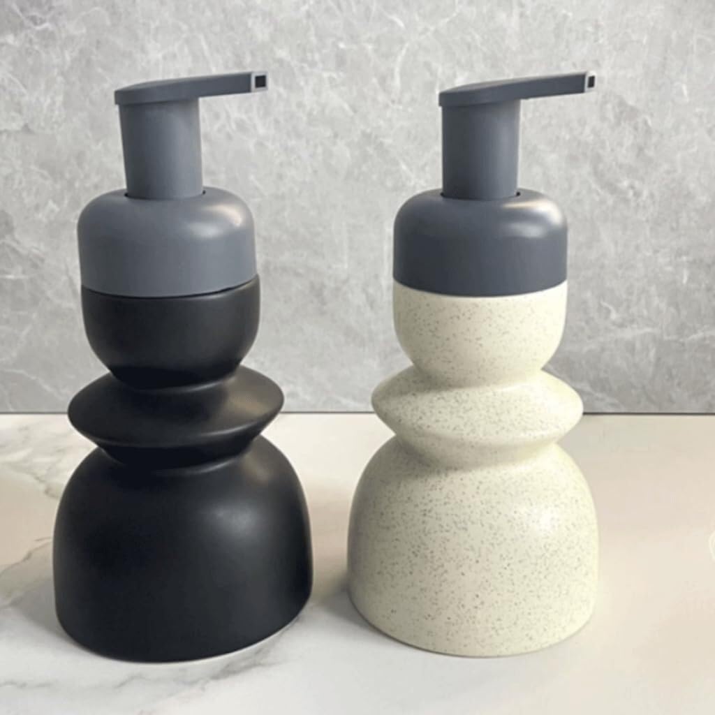 Dispenser Sapone Ricaricabile Semplice Erogatore di Sapone Manuale, Schiuma, in Ceramica Dosatore Liquido(Grün)
