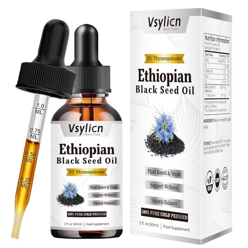 Ethiopian Black Seed Oil 2000mg Cold & Freshly Pressed Up to 5X% Strength Thymoquinone Pure Extra Virgin Cumin Black Seed Oil(Nigella Sativa Oil) for Blood Pressure Boost Immunity for Men Women