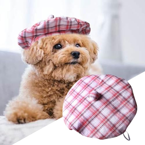 Boina Para Cães,Chapéu Francês Para Cachorros - Boina Francesa de com Tira Ajustável para Cães e Fil