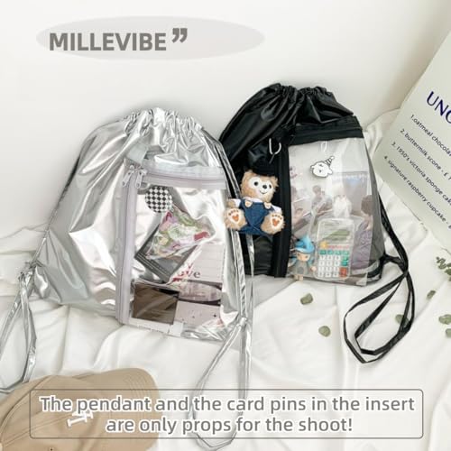 Ita Drawstring Bags for Women Anime Cosplay Carry on Backpack Lightweight for Gym Dance Festival Carnival Hiking (Black)4