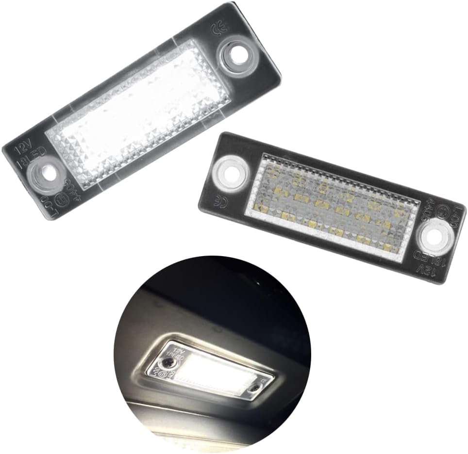 2x18 LED License Plate Light Compatible with Volkswagen Jetta Mk5(Sedan Only) 05-10, Passat B6 Wagon 06-08, B5.5 Sedan 01-05, 3B5943021 3B5998026 LED Tag Light White Clear Lens, 2pcs