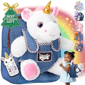Naturally KIDS – Juguetes de unicornio para niños y niñas de 2 a 3 años, regalos de cumpleaños, mochila de unicornio para niños pequeños
