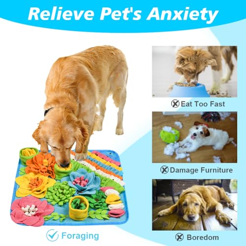 OSDUE Alfombra Olfativa Perros 39*39CM Lavable a Máquina Snuffle Mat para Perros Portátil Interactiva Almohadilla Olfatear Mascotas Estera de Alimentación Lenta para Mascotas Entrenamiento de Forrajeo - imagen 5
