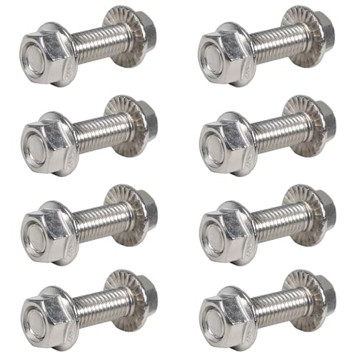DOMMVCSSYO Flange Hex Head Bolts, Flange Nuts, 304 Stainless Steel, Exhaust Manifold Hardware Kit (Bolts&Nuts) M10 x 1.5-35mm (8-Pack) for Repairs or DIY Project