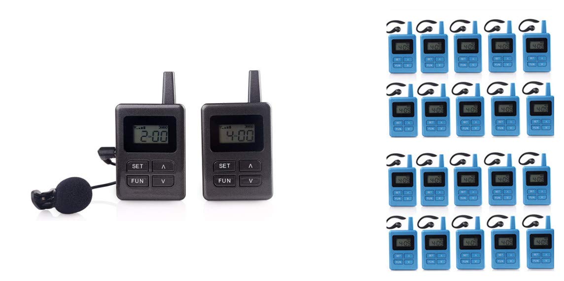 Attrezzature professionali per Guide turistiche Wireless Tour Guide System(2 Trasmettitori + 20 Ricevitori)