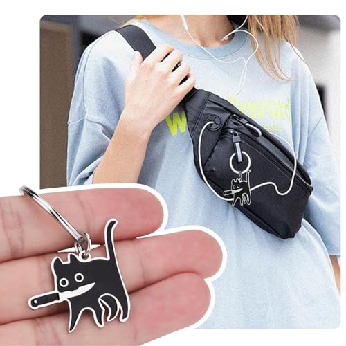 Ruzister Schwarzer Katzenkram-Schlüsselanhänger für Katzenpaar, cooles Katzendekor, lustiger Halloween Korb, Weihnachtsgeschenke für Katzenliebhaber, Teenager-Jungen