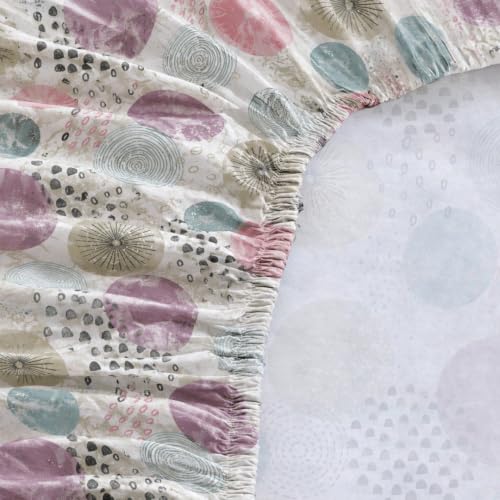 Image of LANE LINEN Symphony | 100% Cotton Sheet Set | Soft & Breathable Fabric | 3 Piece (1 Bedsheet + 2 Pillow Covers) | King Bed Sheet Set - Colorful Circle Pattern