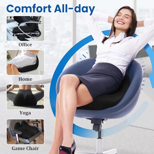 Seat Cushion, Memory Foam Office Chair Seat Cushion for Office Chairs/Car/Long Trip/Desk Chair/Gaming, Extra Large Size for Sciatica & Hip & Tailbone Pain Relief, Sciatica Support (Black) - Image 6