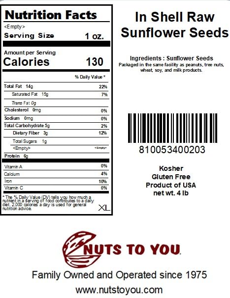 Miniatura 2 de Nuts To You - Semilla de girasol entera cruda de 4 libras en cáscara  Vitaminas y minerales esenciales  Bocadillo saludable de superalimentos