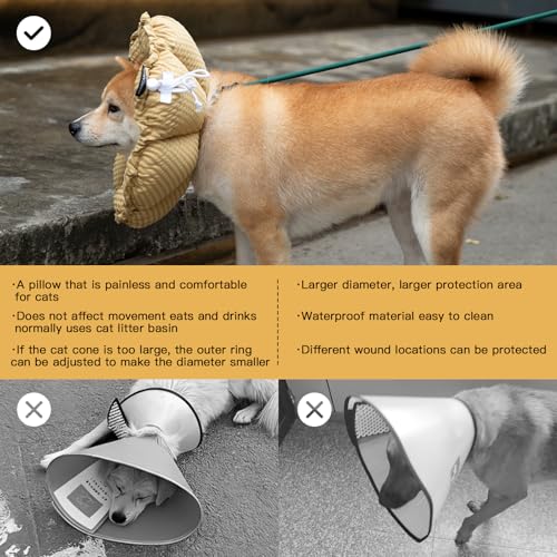 Image of H HIDREAM Soft Dog Cones for Medium Dogs,Cute Adjustable Cone for Dogs to Stop Licking,Dog Recovery Collars & Cones that can Protect Head and Foot Wounds,Daisy Yellow All-Season Style