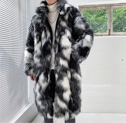 Men's Fashion Faux Fur Long Sleeve Overcoat Winter Warm Fur Fluffy Coat Sweater Jacket4