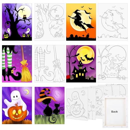 Halloween Pre Drawn Canvas to Paint, Halloween Sip and Paint Party Supplies