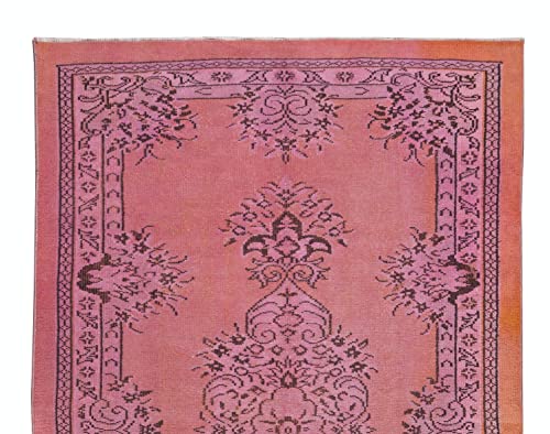 5.6X9 Ft Traditional Vintage Handmade Turkish Area Rug Over-Dyed In Pink #TOP3