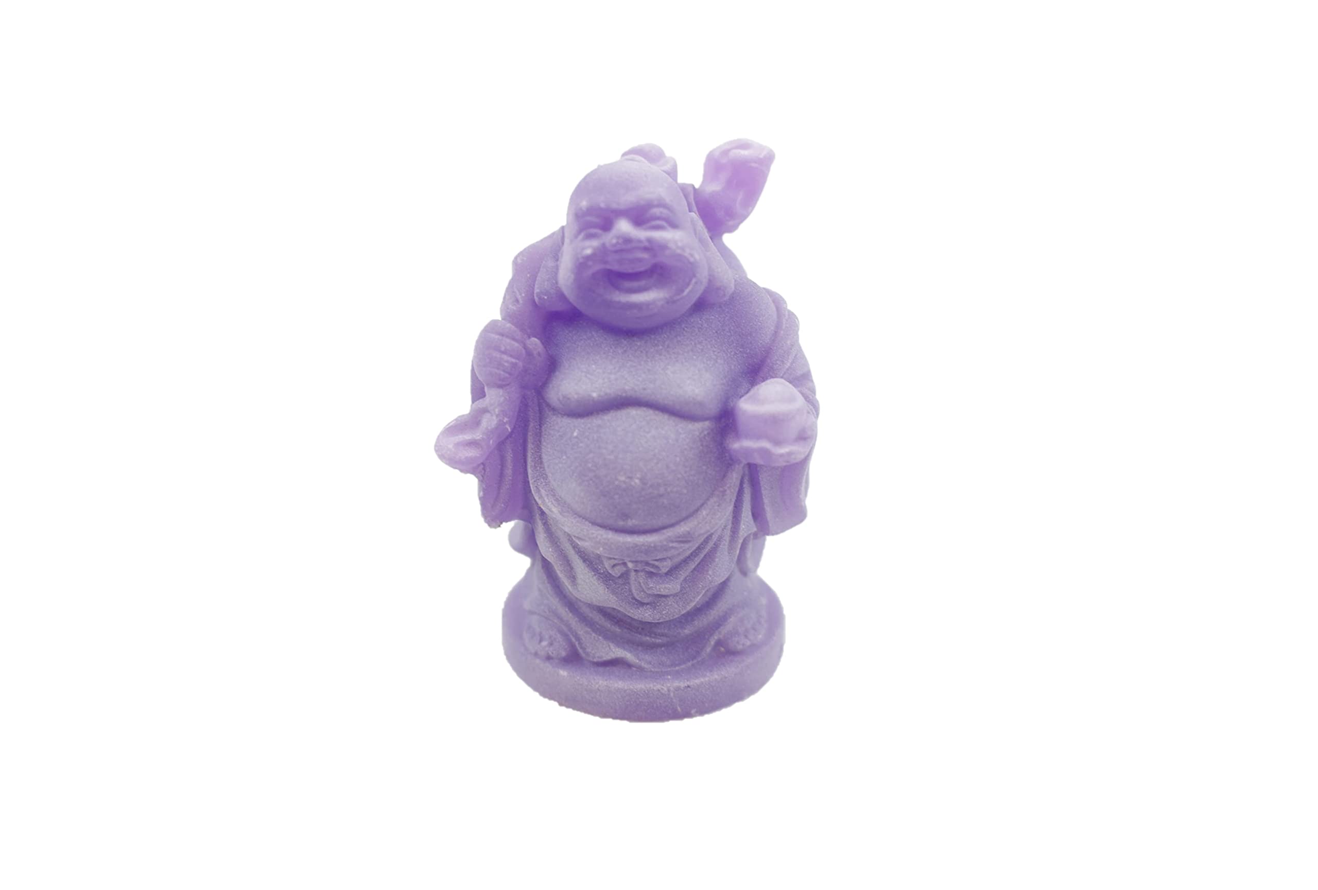 Feng Shui - Juego de 6 figuras de Buda morada de 3 pulgadas, color marfil, cara feliz que brilla en la oscuridad, estatua de cristal verde, piedra preciosa tallada riqueza y buena suerte