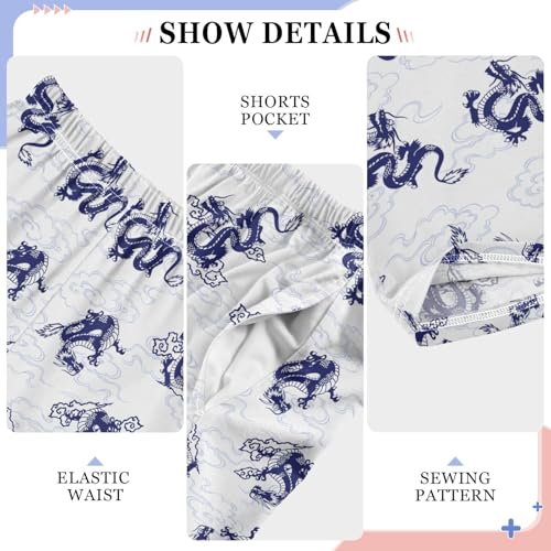 Retro Ancient Dragon Boys Long Pants Soft Trousers Elastic Waist Kids Lounge Bottoms with Pockets S-XL4