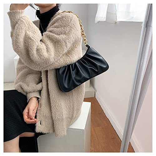 Image of JOLLQUE Shoulder Bag for Women,Small Leather Dumpling Bags Handbag Purse,Gold Chain Evening Clutch Purses
