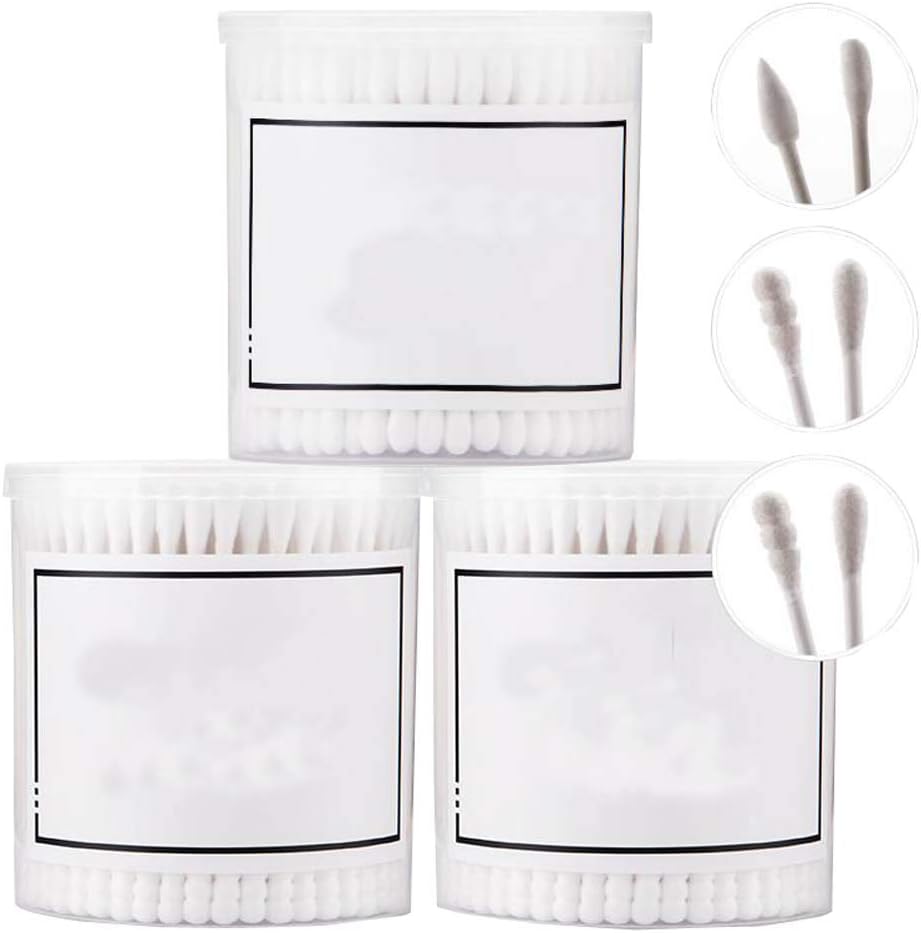600 Counts Cotton Swabs Natural Double Tipped Organic Cotton Buds Cruelty-Free Ear Swabs B02